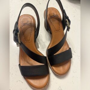 Zodiac black leather open toed shoes. Only worn a few times